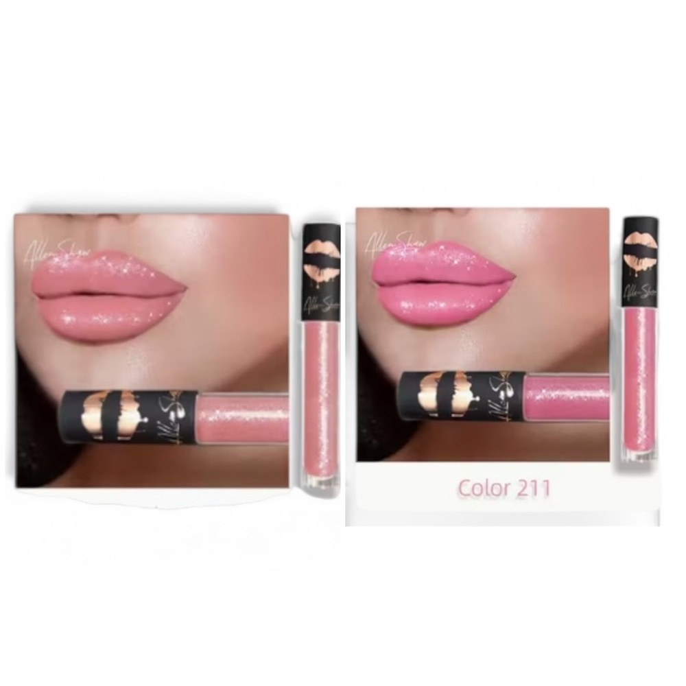 Pink & nude liquid lipstick glitter Set